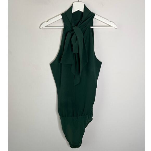 Belle Badgley Mischka Halter One Piece Bodysuit Dark Green Women's Size US 10 - Picture 6 of 8